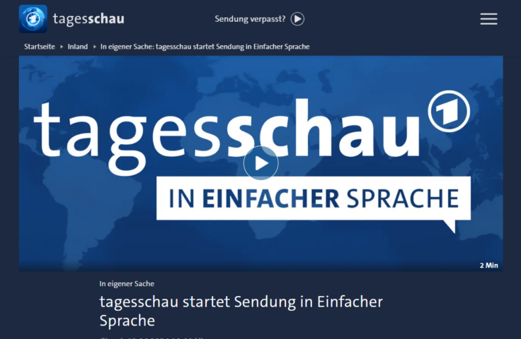 Tagesschau in Einfacher Sprache gestartet